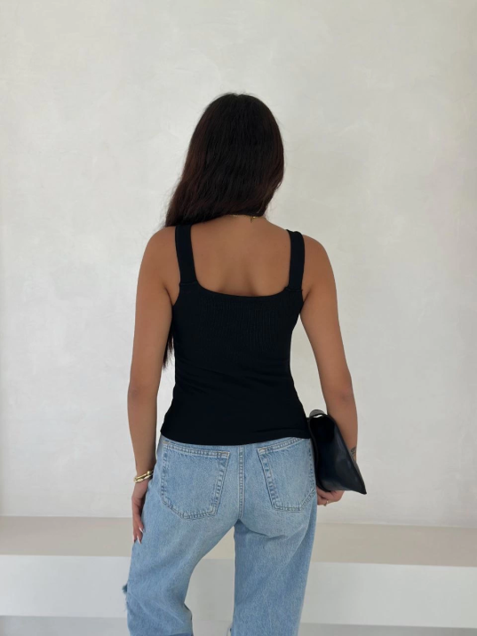 Ottoman toka askılı bluz siyah s4194 Ottoman toka askılı bluz siyah s4194