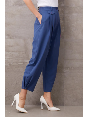 Paçası Düğmeli Yüksek Bel Pantolon