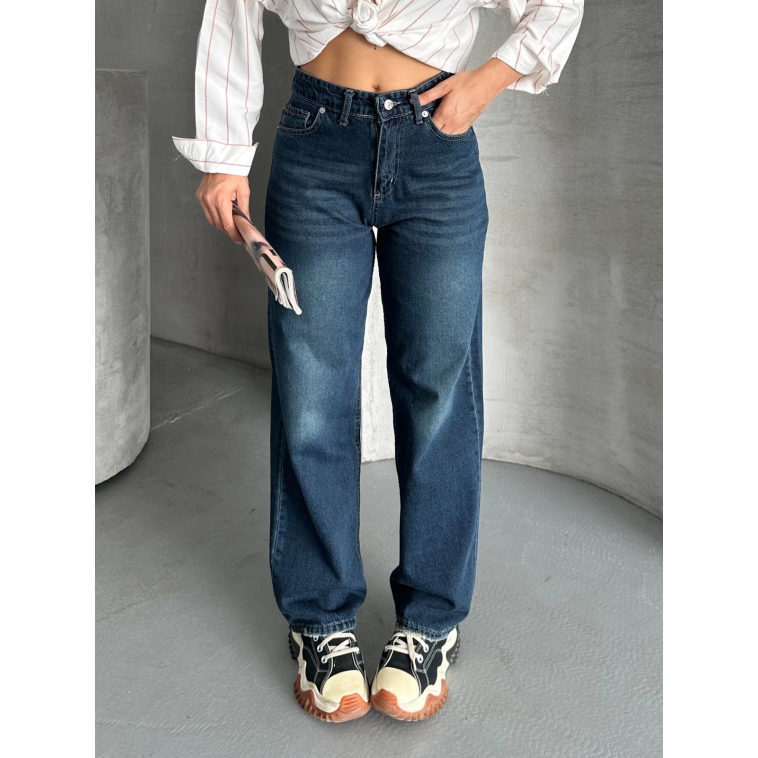 Palazzo bıyık enzim yıkama jeans pantolon koyu mavi d2008 Palazzo bıyık enzim yıkama jeans pantolon koyu mavi d2008