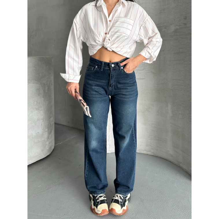Palazzo bıyık enzim yıkama jeans pantolon koyu mavi d2008 Palazzo bıyık enzim yıkama jeans pantolon koyu mavi d2008