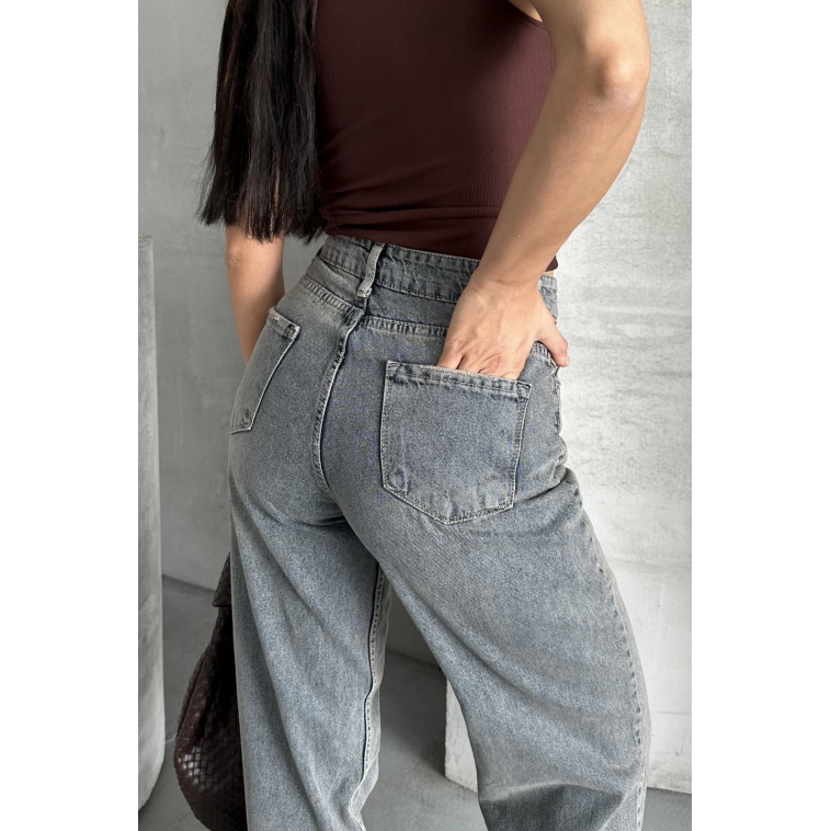 Palazzo bıyık kar yıkama buz mavi jeans pantolon d2008 Palazzo bıyık kar yıkama buz mavi jeans pantolon d2008
