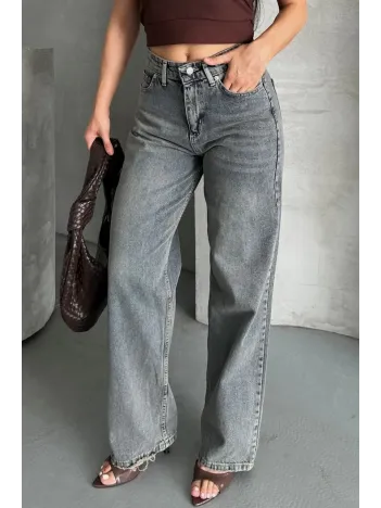 Palazzo Bıyık Kar Yıkama Buz Mavi Jeans Pantolon D2008