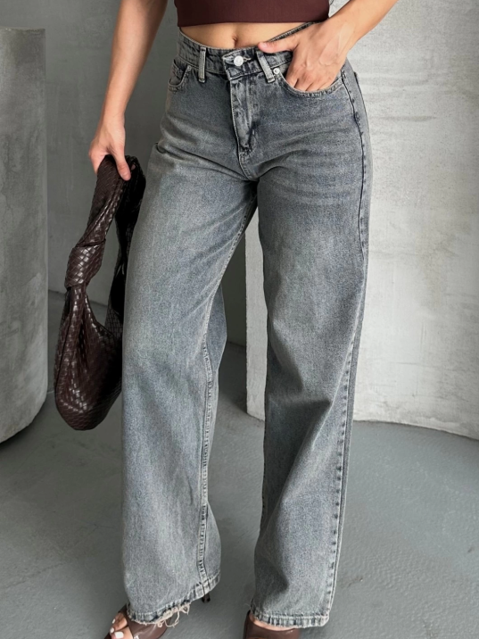 Palazzo bıyık kar yıkama buz mavi jeans pantolon d2008 Palazzo bıyık kar yıkama buz mavi jeans pantolon d2008