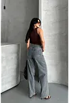 Palazzo Bıyık Kar Yıkama Buz Mavi Jeans Pantolon D2008