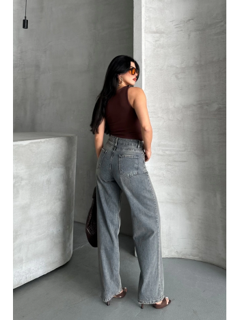 Palazzo bıyık kar yıkama buz mavi jeans pantolon d2008 Palazzo bıyık kar yıkama buz mavi jeans pantolon d2008