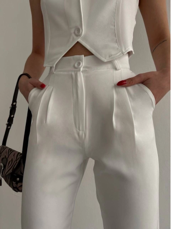 Palazzo pantolon beyaz s23211