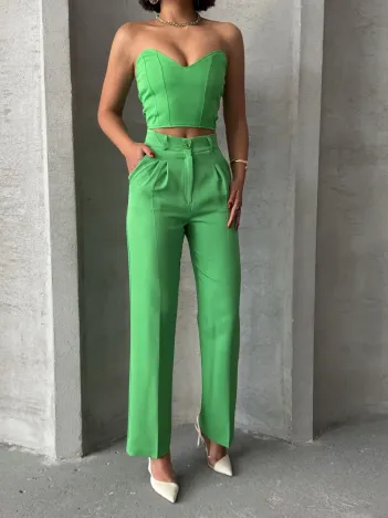 Palazzo Pantolonlu Alt Üst Takım Yeşil