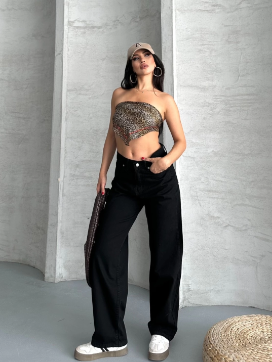 Palazzo straight enzim süper taş yıkama jeans pantolon siyah d2008 Palazzo straight enzim süper taş yıkama jeans pantolon siyah d2008