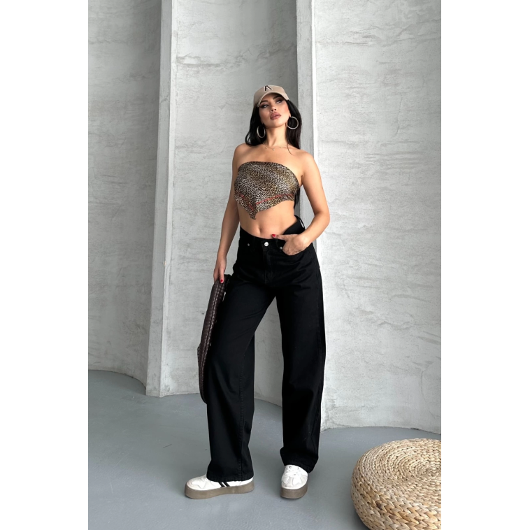 Palazzo straight enzim süper taş yıkama jeans pantolon siyah d2008 Palazzo straight enzim süper taş yıkama jeans pantolon siyah d2008