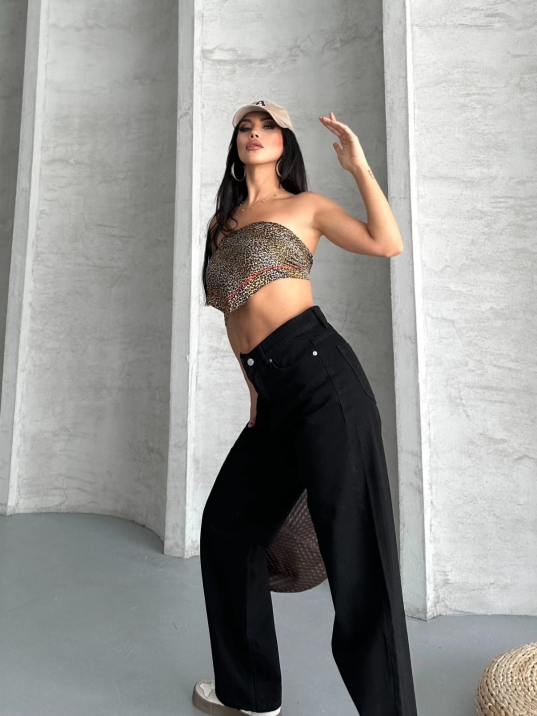 Palazzo straight enzim süper taş yıkama jeans pantolon siyah d2008 Palazzo straight enzim süper taş yıkama jeans pantolon siyah d2008