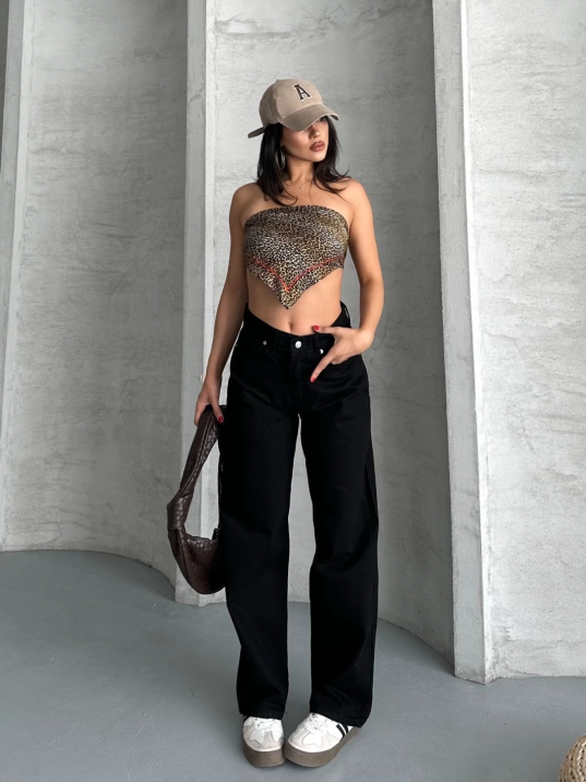 Palazzo straight enzim süper taş yıkama jeans pantolon siyah d2008 Palazzo straight enzim süper taş yıkama jeans pantolon siyah d2008