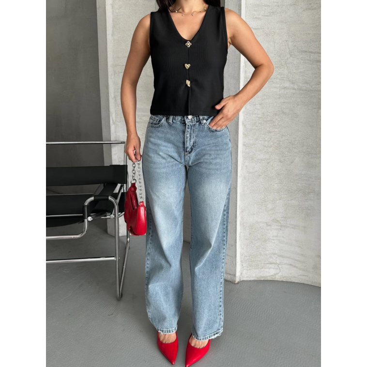 Palazzo straight kar yıkama jeans pantolon mavi d2008 Palazzo straight kar yıkama jeans pantolon mavi d2008