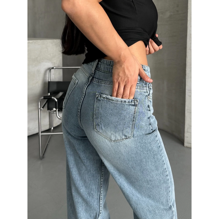 Palazzo straight kar yıkama jeans pantolon mavi d2008 Palazzo straight kar yıkama jeans pantolon mavi d2008