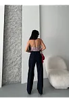 Palazzo Süper Taş Enzim Tint Yıkama Koyu Lacivert Jeans Pantolon D2008