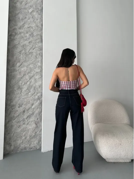 Palazzo Süper Taş Enzim Tint Yıkama Koyu Lacivert Jeans Pantolon D2008 Palazzo Süper Taş Enzim Tint Yıkama Koyu Lacivert Jeans Pantolon D2008