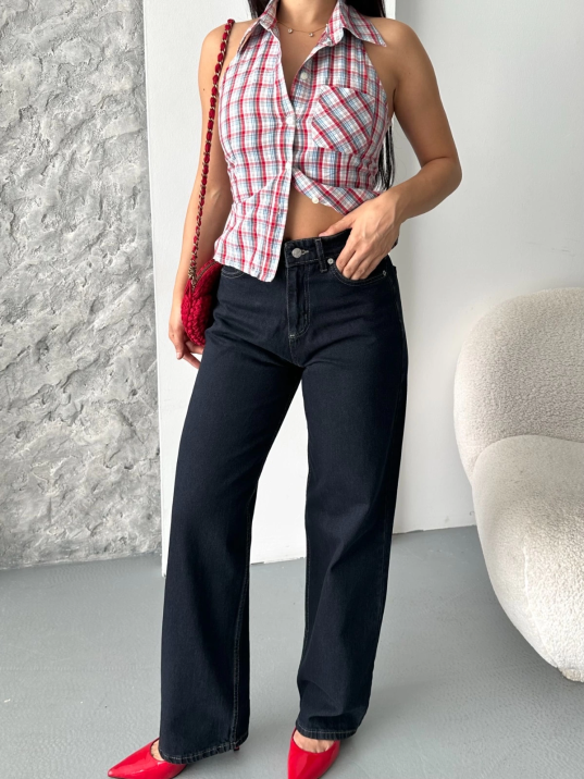 Palazzo süper taş enzim tint yıkama koyu lacivert jeans pantolon d2008 Palazzo süper taş enzim tint yıkama koyu lacivert jeans pantolon d2008