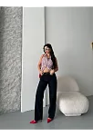 Palazzo Süper Taş Enzim Tint Yıkama Koyu Lacivert Jeans Pantolon D2008
