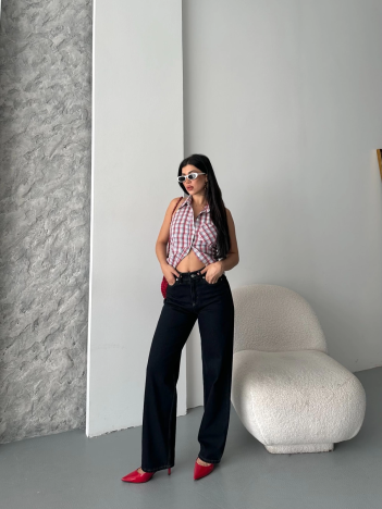 Palazzo süper taş enzim tint yıkama koyu lacivert jeans pantolon d2008 Palazzo süper taş enzim tint yıkama koyu lacivert jeans pantolon d2008