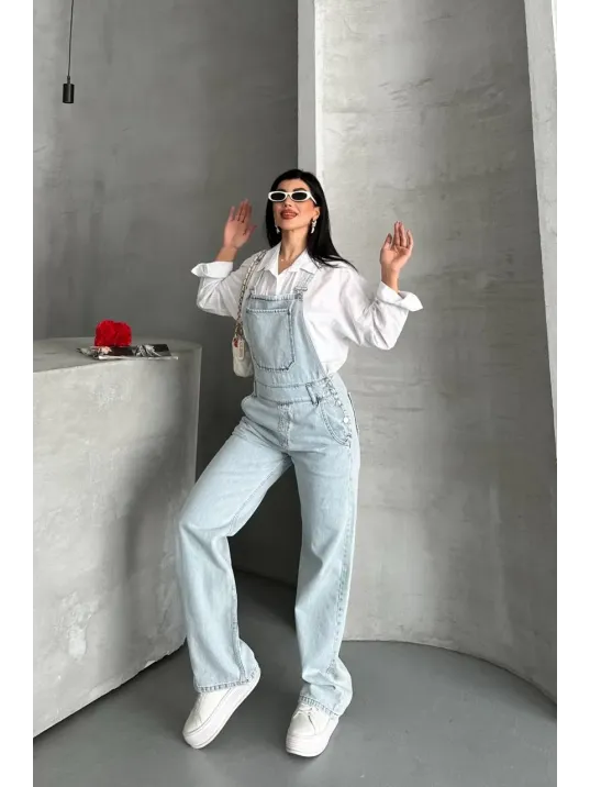 Pantolon Kar Yıkama Salopet Mavi D2514