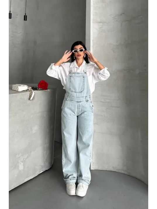 Pantolon Kar Yıkama Salopet Mavi D2514