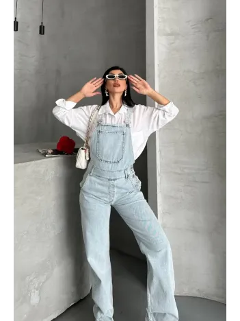 Pantolon Kar Yıkama Salopet Mavi D2514