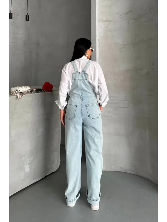 Pantolon Kar Yıkama Salopet Mavi D2514
