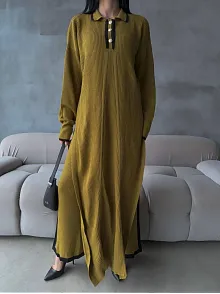 Pantolon Yırtmaçlı Elbise İkili Triko Takım Yeşil Elf