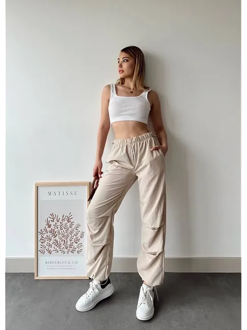 Paraşüt Pantolon Bej