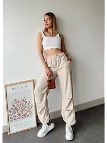 Paraşüt Pantolon Bej