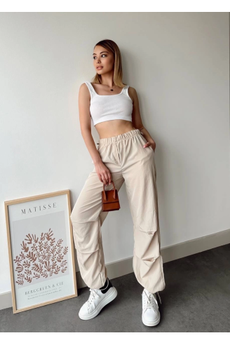 Paraşüt pantolon bej