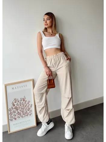 Paraşüt Pantolon Bej