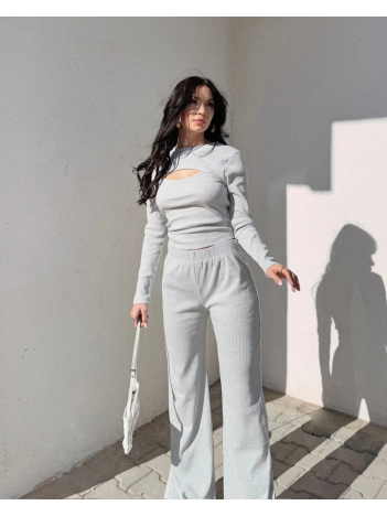 Pencereli detaylı alt üst takım gri w3864 Pencereli detaylı alt üst takım gri w3864