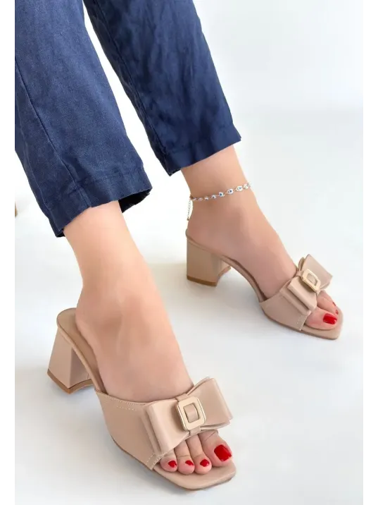 Pier Nude Cilt Topuklu Terlik