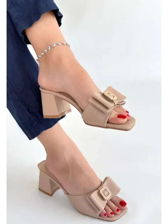 Pier Nude Cilt Topuklu Terlik