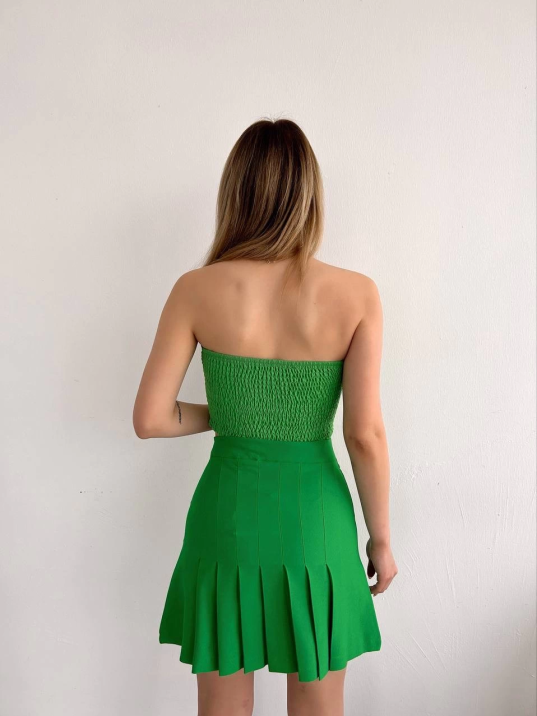 Pileli düğmeli etek açık yeşil s24811 Pileli düğmeli etek açık yeşil s24811