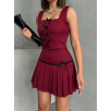 Pileli etek yelek takım bordo s255015 Pileli etek yelek takım bordo s255015