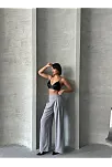 Pileli Keten Pantolon S255046