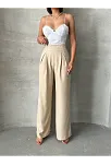 Pileli Keten Pantolon S255046