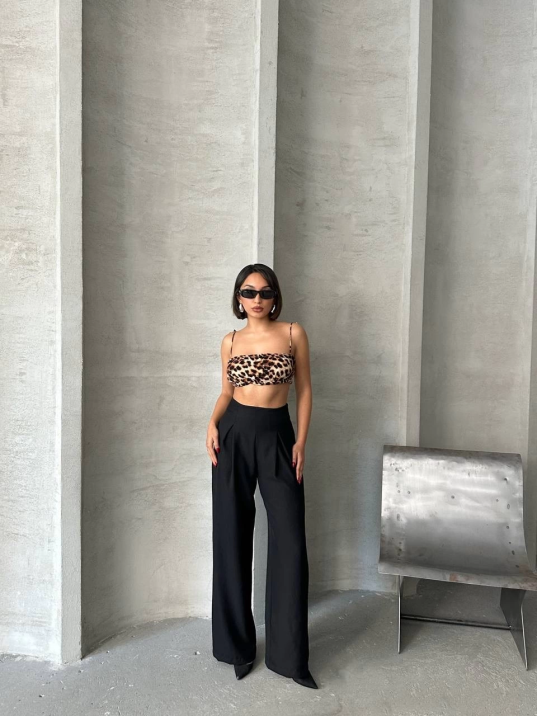 Pileli keten pantolon s255046 Pileli keten pantolon s255046