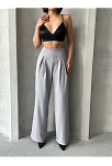 Pileli Keten Pantolon S255046