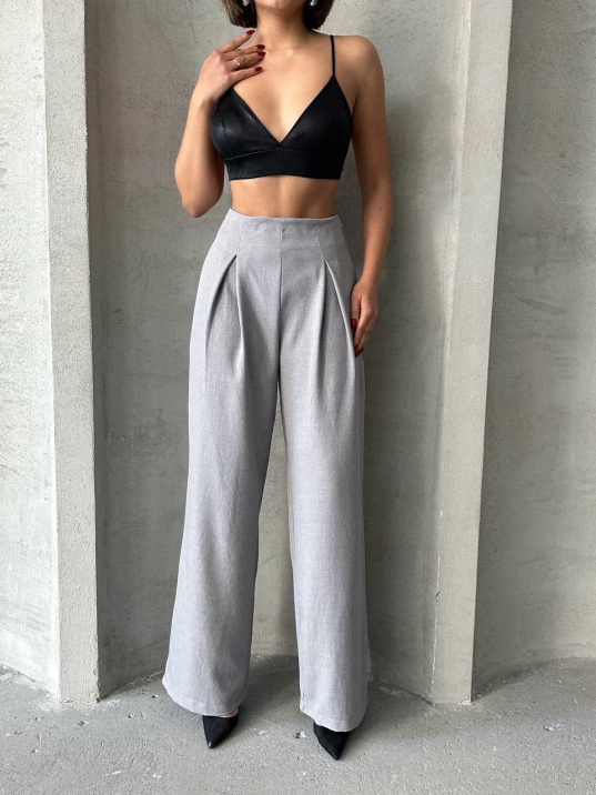 Pileli keten pantolon s255046 Pileli keten pantolon s255046