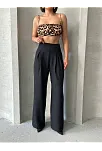 Pileli Keten Pantolon S255046