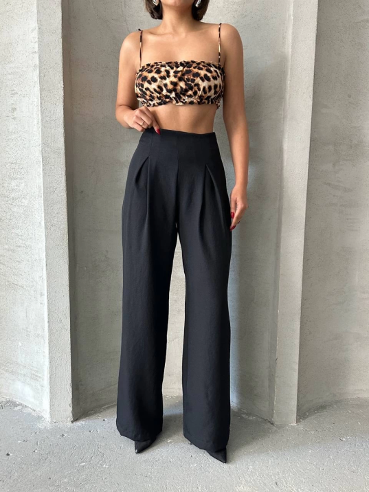 Pileli keten pantolon s255046 Pileli keten pantolon s255046