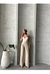 Pileli Keten Pantolon S255046