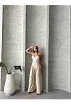 Pileli Keten Pantolon S255046