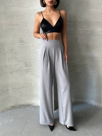 Pileli keten pantolon s255046