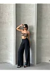Pileli Keten Pantolon S255046