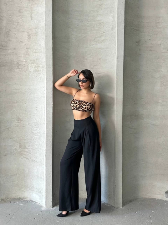 Pileli keten pantolon s255046 Pileli keten pantolon s255046