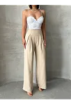 Pileli Keten Pantolon S255046