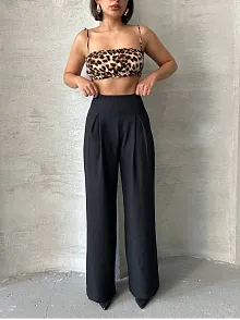 Pileli Keten Pantolon S255046